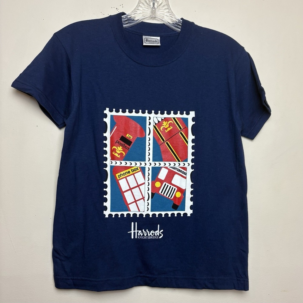 Vintage Harrods Knightsbridge London Store T-Shirt Kids Size 6-8 NWOT